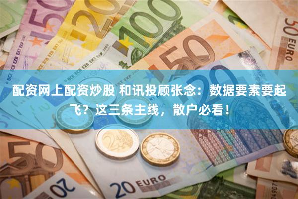 配资网上配资炒股 和讯投顾张念:数据要素要起飞?这三条主线,散户必看!