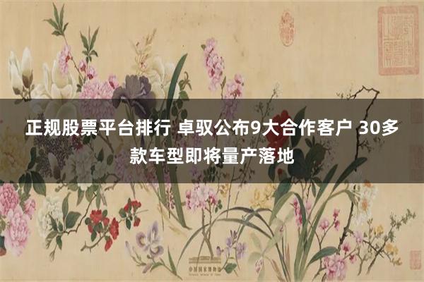正规股票平台排行 卓驭公布9大合作客户 30多款车型即将量产落地