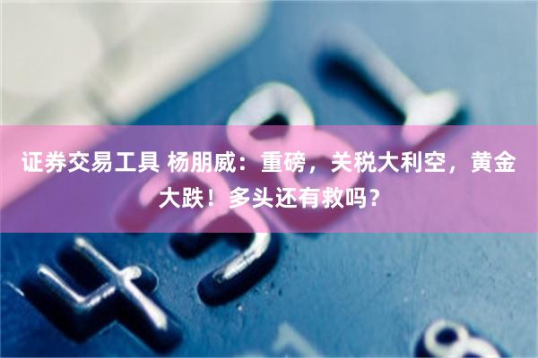 证券交易工具 杨朋威：重磅，关税大利空，黄金大跌！多头还有救吗？