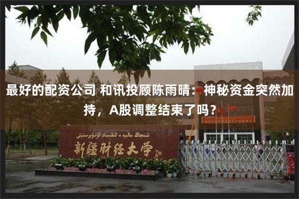 最好的配资公司 和讯投顾陈雨晴：神秘资金突然加持，A股调整结束了吗？
