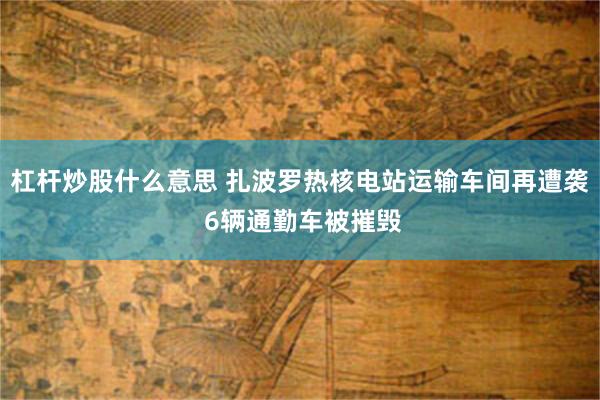 杠杆炒股什么意思 扎波罗热核电站运输车间再遭袭 6辆通勤车被摧毁
