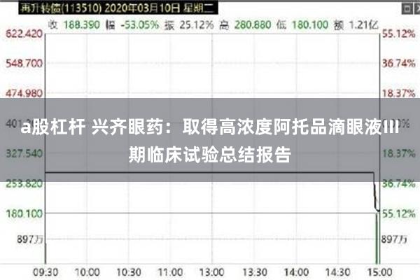 a股杠杆 兴齐眼药:取得高浓度阿托品滴眼液Ⅲ期临床试验总结报告
