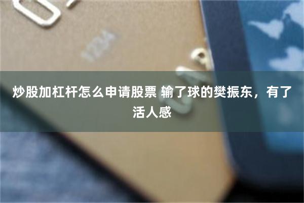 炒股加杠杆怎么申请股票 输了球的樊振东，有了活人感