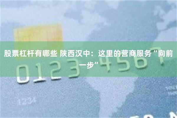 股票杠杆有哪些 陕西汉中:这里的营商服务“向前一步”